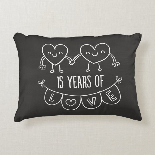 15e Jubileum Gift Chalk Hearts Decoratief Kussen (Voorkant)