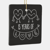 15e Jubileum Gift Chalk Hearts Keramisch Ornament (Rechts)