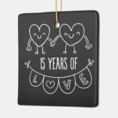 15e Jubileum Gift Chalk Hearts Keramisch Ornament (Links)