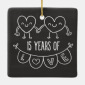 15e Jubileum Gift Chalk Hearts Keramisch Ornament (Achterkant)