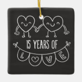 15e Jubileum Gift Chalk Hearts Keramisch Ornament (Voorkant)