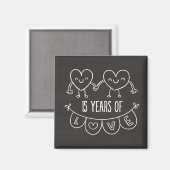 15e Jubileum Gift Chalk Hearts Magneet (Voorkant / Achterkant)