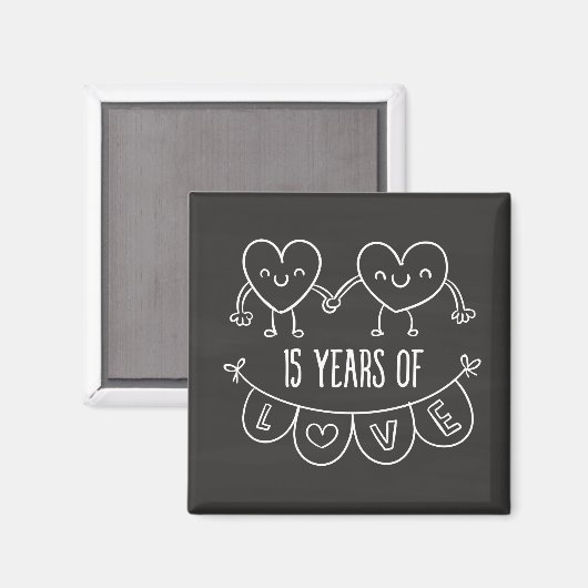 15e Jubileum Gift Chalk Hearts Magneet (Voorkant / Achterkant)