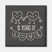 15e Jubileum Gift Chalk Hearts Magneet (Voorkant)
