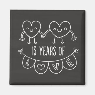 15e Jubileum Gift Chalk Hearts Magneet