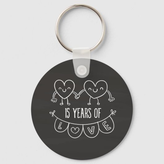 15e Jubileum Gift Chalk Hearts Sleutelhanger (Voorkant)