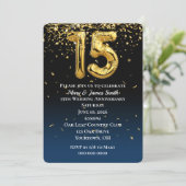 15e Jubileum Gold-ballonnen en Confetti Invitati Kaart (Staand voorkant)