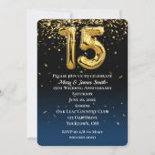 15e Jubileum Gold-ballonnen en Confetti Invitati Kaart (Voorkant)