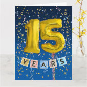 15e Jubileum Gold-ballonnummerkaart Kaart (Gele Bloem)