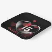 15e Jubileum hartbrok met rood hart Papieren Bordje (Gebogen)