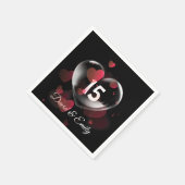 15e Jubileum hartbrok met rood hart Servet (Hoek)