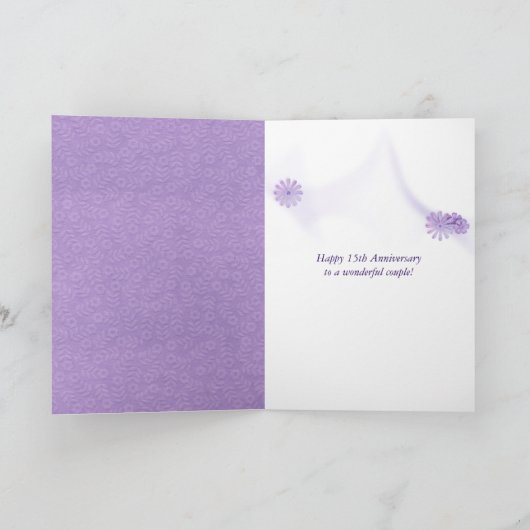 15e Jubileum Kaart met paarse bloemen (Binnen)