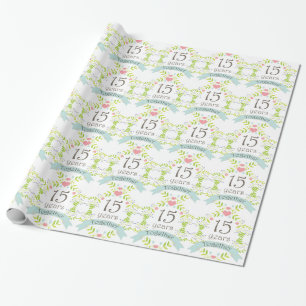 15e Jubileum Love Heart Gift Wrap Cadeaupapier