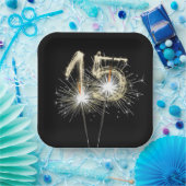 15e Jubileum-partij op zwarte reservekopers Papieren Bordje (Feest)