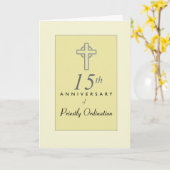 15e Jubileum Priest met ingegraveerd kruis, Re Kaart (Gele Bloem)