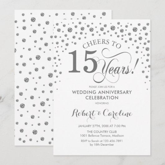 15e Jubileum - Silver White Kaart (Voorkant / Achterkant)