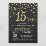 15e Jubileum van het huwelijk Chalkboard Black en  Kaart<br><div class="desc">15de Jubileum van het huwelijk Chalkboard Black en Gold Invitation. Vijftiende Jubileum van het huwelijk. Chalkboard Black en Gold Glitter Diamond Background Gold Confetti. Volwassen verjaardag. Vrouw of Man Man Birthday Party. Voor verdere aanpassing, te klikken gelieve de knoop "van de Aanpassing het"en ons ontwerphulpmiddel te gebruiken om deze sjabloon...</div>