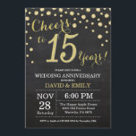 15e Jubileum van het huwelijk Chalkboard Black en  Kaart<br><div class="desc">15de Jubileum van het huwelijk Chalkboard Black en Gold Invitation. Vijftiende Jubileum van het huwelijk. Chalkboard Black en Gold Glitter Diamond Background Gold Confetti. Volwassen verjaardag. Vrouw of Man Man Birthday Party. Voor verdere aanpassing, te klikken gelieve de knoop "van de Aanpassing het"en ons ontwerphulpmiddel te gebruiken om deze sjabloon...</div>
