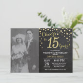 15e Jubileum van het huwelijk Chalkboard Black en  Kaart (Staand voorkant)