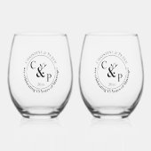 15e Jubileum van het Kristalhuwelijk Wijnglas Zonder Voet (Voorkant)