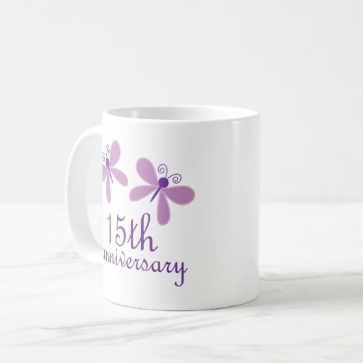 15e Jubileum voor bruiloft Koffiemok (Voorkant links)