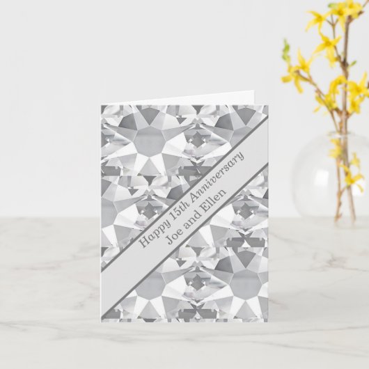 15e Jubileum voor bruiloft, kristal Kaart (Gele Bloem)