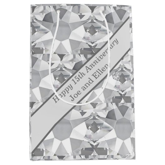 15e Jubileum voor bruiloft, kristal Medium Cadeauzakje (Voorkant)