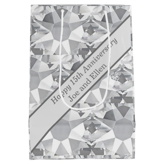 15e Jubileum voor bruiloft, kristal Medium Cadeauzakje (Achterkant)