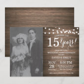 15e Jubileum voor bruiloft Rustic Wood Kaart (Voorkant / Achterkant)