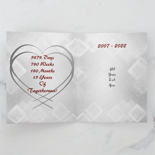 15e Jubileum voor weduwschap met kristal Kaart (Binnen)