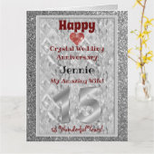 15e Jubileum voor weduwschap met kristal Kaart (Gele Bloem)