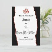 15e Kaart voor uitnodigingen van de Zwarte & Witte (Staand voorkant)