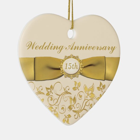 15e kerstversiering Jubileum bruiloft Keramisch Ornament (Rechts)