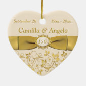 15e kerstversiering Jubileum bruiloft Keramisch Ornament (Achterkant)