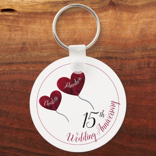 15e Kristal bruiloft hartballonnen Sleutelhanger (Voorkant)