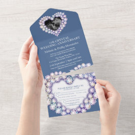 15e kristallen huwelijksjubileum foto blauw all in one uitnodiging