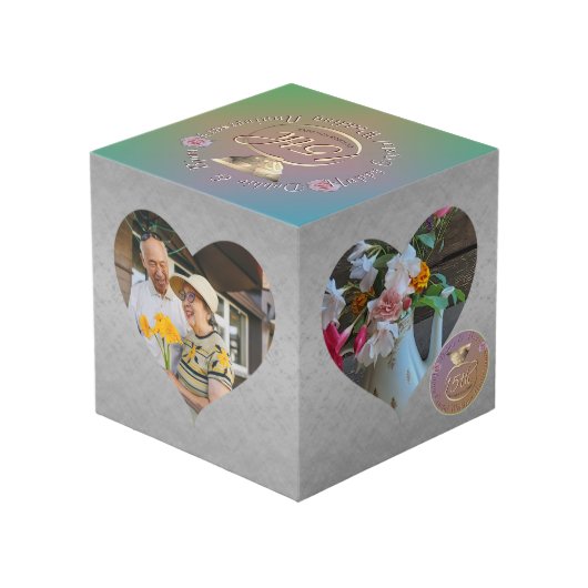 15e kristallen huwelijksjubileum hartlijsten  kubus (Achter hoekig)