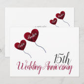 15e kristallen huwelijksjubileum rode hartballon kaart (Voorkant / Achterkant)