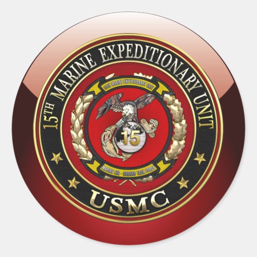 15e Mariene Expeditionaire eenheid (15e MEU) [3D] Ronde Sticker (Voorkant)