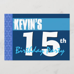 15e Moderne Blue Teen Birthday Party Invitation Kaart