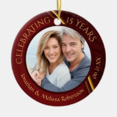 15e of 40e Jubileum Foto Ruby Red Gold Keramisch Ornament (Voorkant)