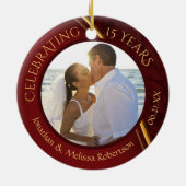 15e of 40e Jubileum Foto Ruby Red Gold Keramisch Ornament (Achterkant)