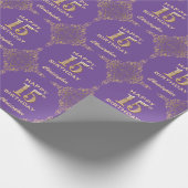 15e Paars- en goudglitter-Lijst op de geboorte Cadeaupapier (Hoek)