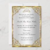 15e Parel Goud Wit Quinceanera tiara koets Kaart (Achterkant)