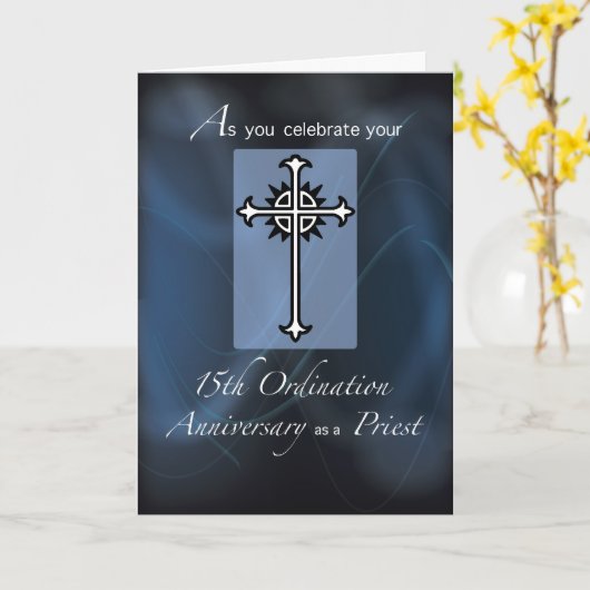 15e priesterwijding Jubileum Kaart (Gele Bloem)