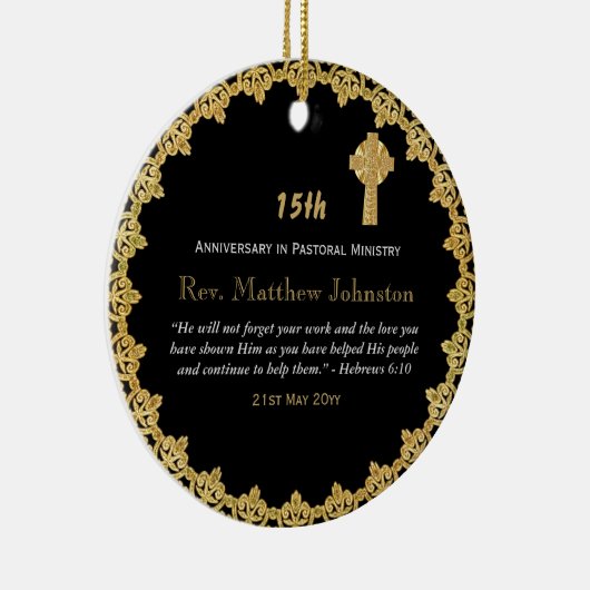 15e priesterwijding jubileum Persoonlijke Schriftl Keramisch Ornament (Rechts)