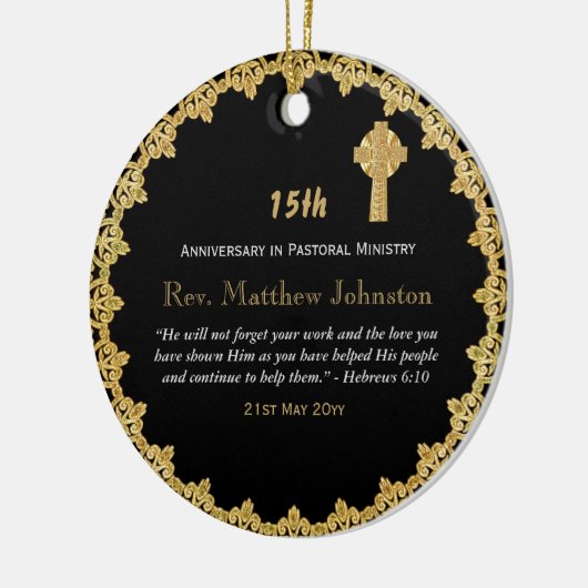 15e priesterwijding jubileum Persoonlijke Schriftl Keramisch Ornament (Links)