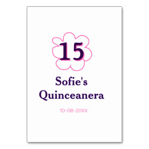 15e Quinceanera Happy Birthday Roze paarse datum Kaart