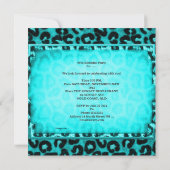 15e Quinceanera Leopard blauwgroen blauw Tiara Kaart (Achterkant)