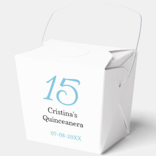 15e quinceanera verjaardag blauw zwart vet letter  bedankdoosjes